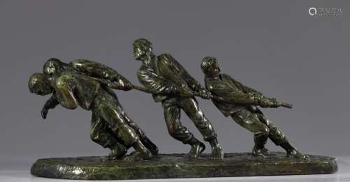 Victor DEMANET (1895-1964) large bronze "the haulers&qu...