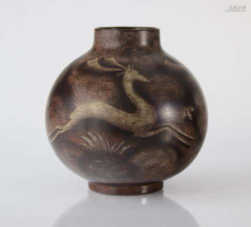 Charles Catteau Keramis rare vase with two-tone decoration o...