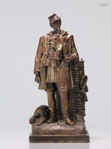 Bronze representing a French officer signed Thenard XIX