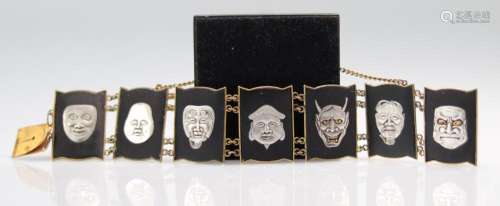 Japanese bracelet decorated with different No XIX masks