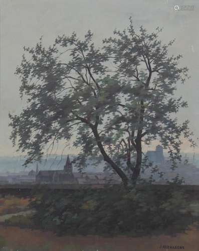 Joseph VERHAEGHE (1900-1987) oil "view of Liege"