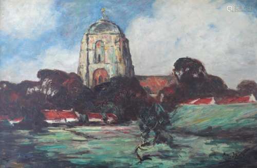 Armand G. G. JAMAR (1870-1946) large oil “cathedral view”