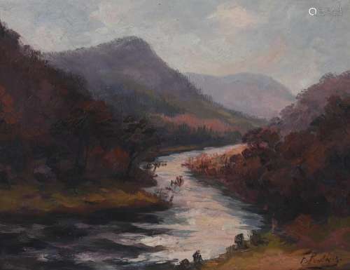 Fernand PONTHIER (1885-1952) oil "view of river and roc...