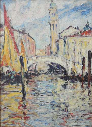 Armand G. G. JAMAR (1870-1946) oil “view of Venice”