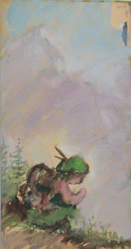 Leonor FINI (1907-1996) watercolor "in the mountains&qu...