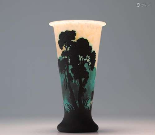 Muller Freres vase with landscape decoration