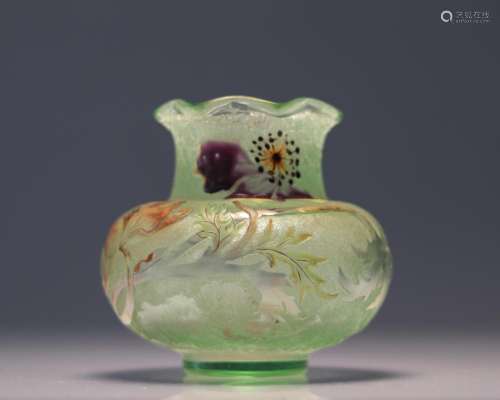 Emile Galle vase cleared with acid and enamel signed at the ...