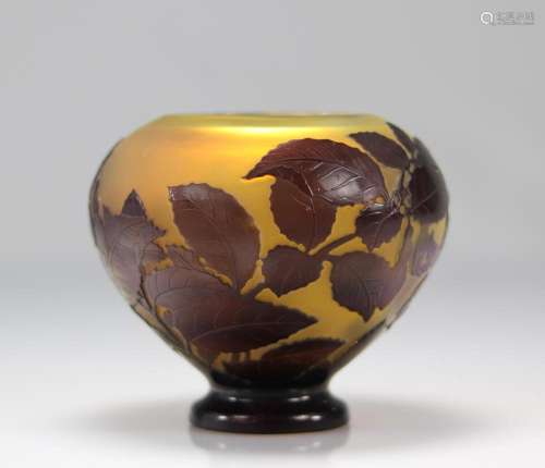 Emile Galle ball vase decorated with flowers