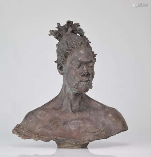 Arthur STRASSER (1854-1927) "nubian" bronze bust s...