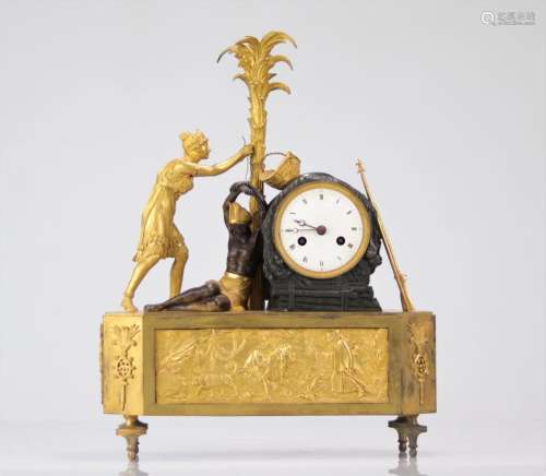Pendulum in chased and gilded bronze representing Atala deli...