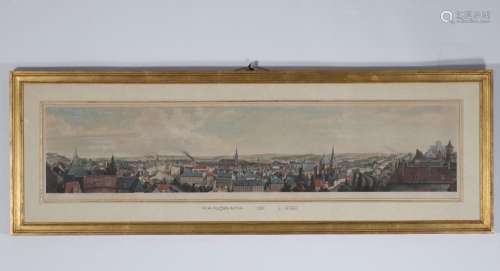 City of Liege panorama old engraving