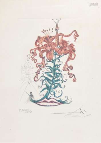 Salvador Dali. "Tiger Lilies". Color engraving on ...