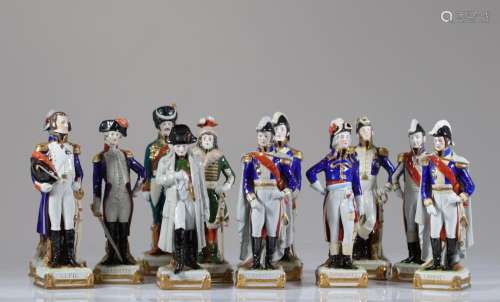 Saxony porcelain (12) beautiful set of soldiers from the Nap...
