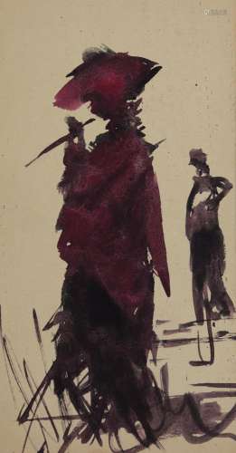 Leonor FINI (1907-1996) watercolor "young women"