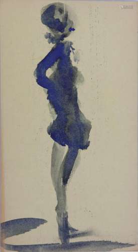 Leonor FINI (1907-1996) watercolor "young woman"