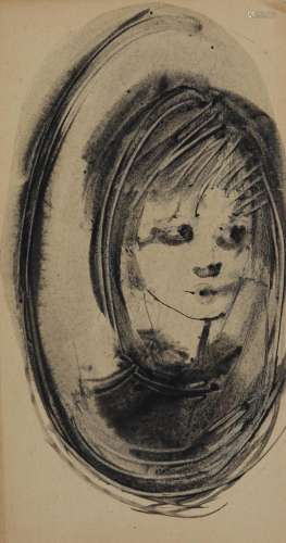 Leonor FINI (1907-1996) watercolor "portrait"