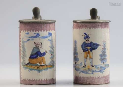Pair of earthenware mugs from Brussels 18th