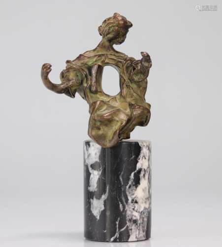 Salvador Dali. “Madonna of Port Lligat”. Bronze with green p...