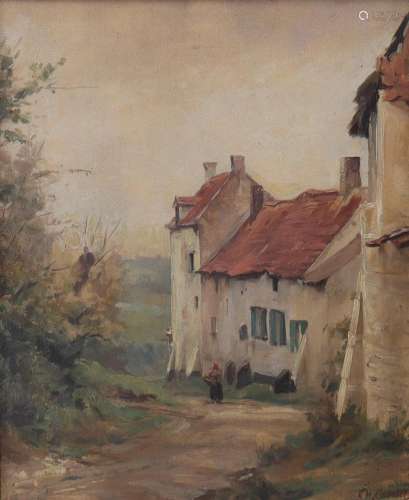 Charles COENRAETZ (1852-1908) oil on panel "village vie...