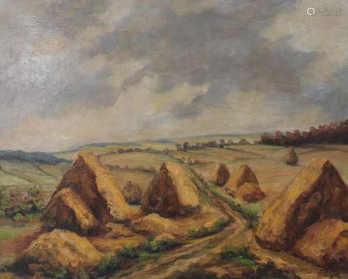 Fernand PONTHIER (1885-1952) oil "hay in the countrysid...
