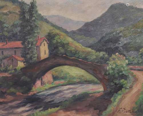 Fernand PONTHIER (1885-1952) oil "bridge view"