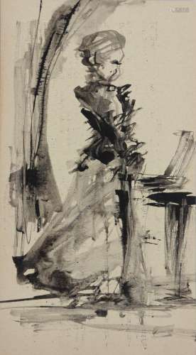 Leonor FINI (1907-1996) watercolor "young pianist"