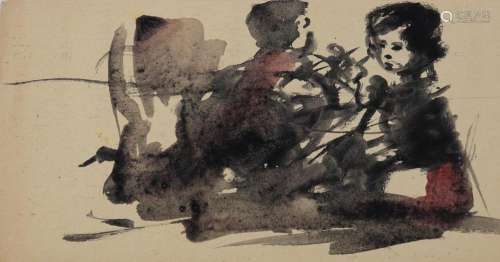 Leonor FINI (1907-1996) watercolor "children"