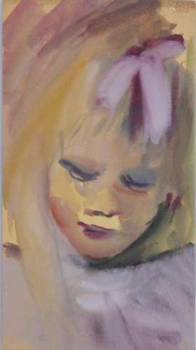Leonor FINI (1907-1996) watercolor "girl's head&quo...