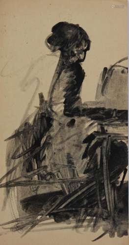 Leonor FINI (1907-1996) watercolor "young pianist"
