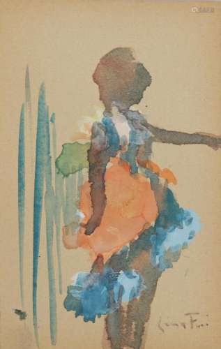 Leonor FINI (1907-1996) watercolor "young girl"