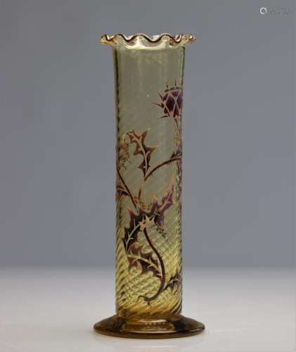 "Thistles" Vallerysthal crystal vase, Galle model,...