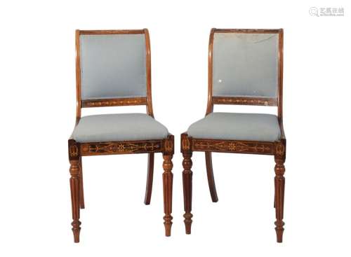 Suite of 6 inlaid Empire period chairs