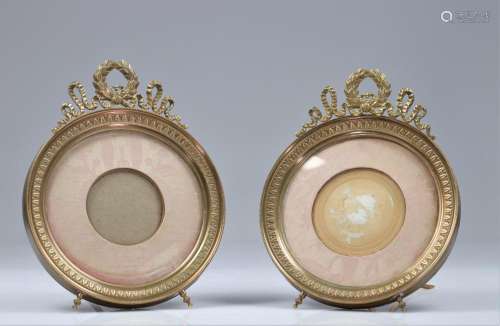 Large pair of Louis XVI style gilt bronze frames