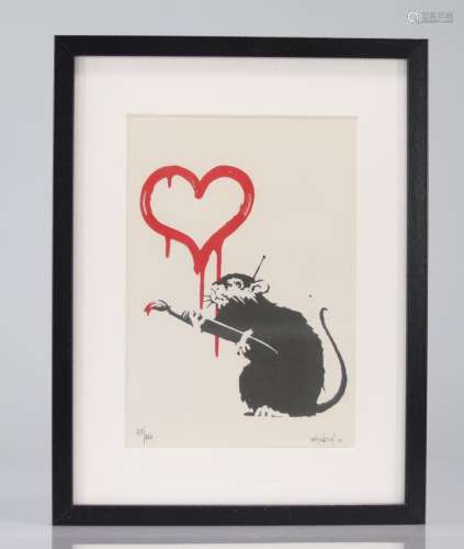 BANKSY (born in 1974), after Rat Heart Color print on paper ...