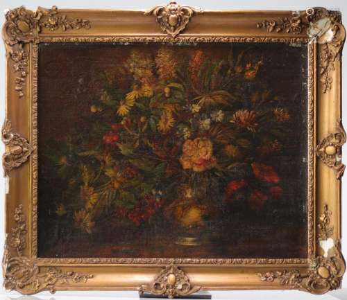 J.Gauvin oil on canvas signed "A still life with flower...