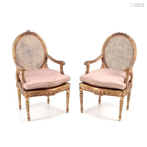 A PAIR OF LOUIS XVI FAUTEUILS