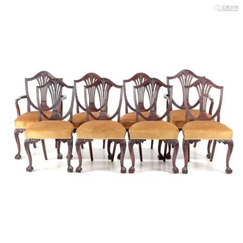 A SET OF SIX CHAIRS AND A PAIR OF FAUTEUILS