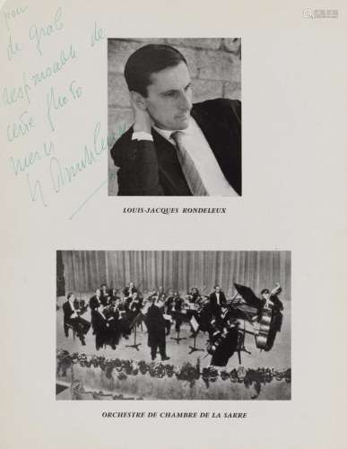 Louis Jacques RONDELEUX - Programme salle Gaveau, 1961 - déd...
