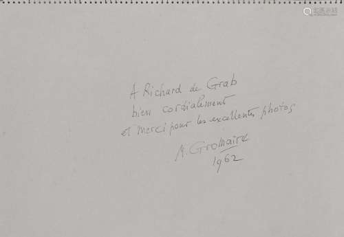 André GROMAIRE, dédicace sur papier libre "A Richard de...