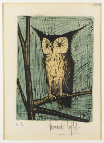 Bernard BUFFET (1928-1999) - La chouette - Lithographie sign...