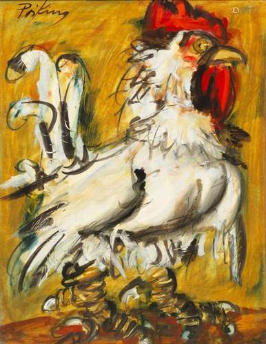 Franz PRIKING (1929-1979) - Coq - Huile sur toile signée en ...