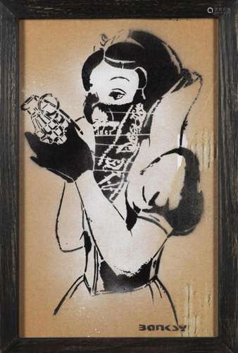 BANKSY (1974) - The Snow White - Aérosol et pochoir sur cart...