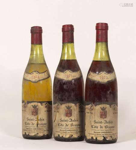 3 bouteilles Saint Aubin Côte de Beaune 1973 - Domaine Berna...