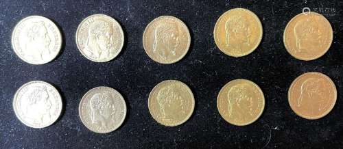 10 pièces 20 francs or, Napoléon tête laurée (1861 ; 1862 ; ...