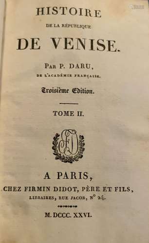 DARU P. Histoire de la République de Venise. Paris, Firmin-D...