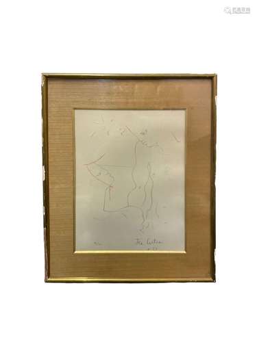 Jean COCTEAU (1889-1963)Deux hommes, 1958Lithographie couleu...