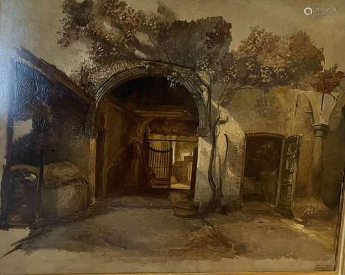 Hendrik LEYS (1815-1869)Cour de fermeHuile sur panneau.Cache...