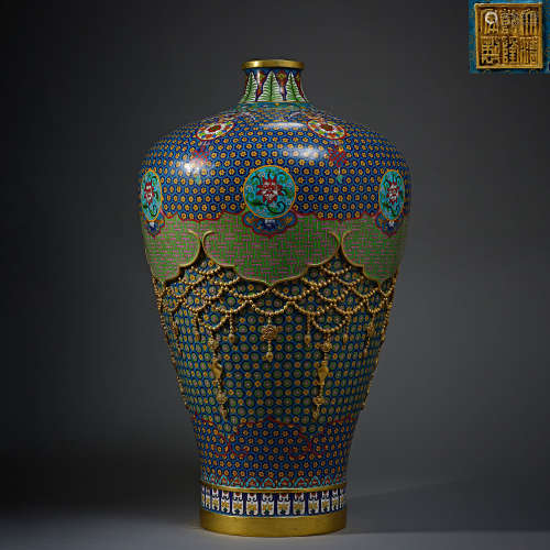 Qing Dynasty of China,Cloisonne Prunus Vase
