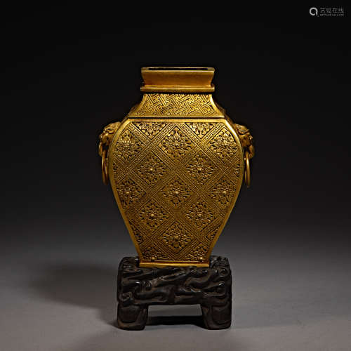 Qing Dynasty of China,Bronze Gilt Bottle