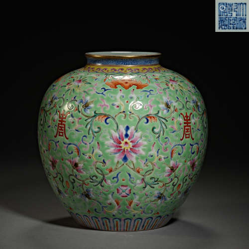 Qing Dynasty of China,Multicolored Flower Jar
